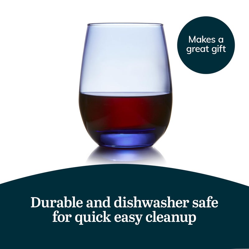 Libbey Classic Blue All-Purpose Stemless Wine Glasses, 15.25-ounce, Set of 6 - Image 5